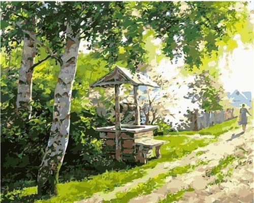 Casa para colorear por números, regalo pintado a mano, pintura DIY por números, kits de lienzo, paisaje forestal, decoración del hogar, A3 50x70cm
