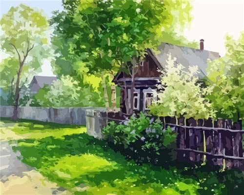 Casa para colorear por números, regalo pintado a mano, pintura DIY por números, kits de lienzo, paisaje forestal, decoración del hogar, A3 50x70cm