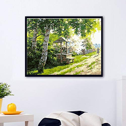 Casa para colorear por números, regalo pintado a mano, pintura DIY por números, kits de lienzo, paisaje forestal, decoración del hogar, A3 50x70cm