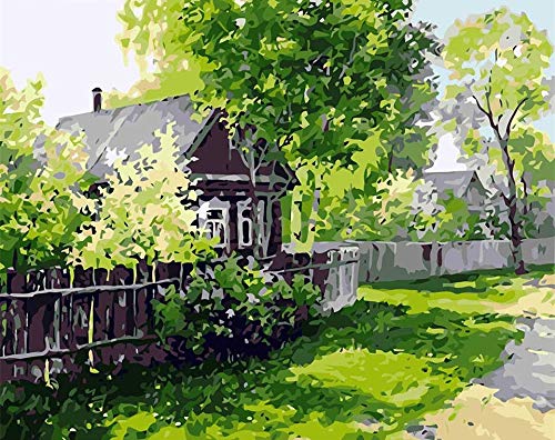 Casa para colorear por números, regalo pintado a mano, pintura DIY por números, kits de lienzo, paisaje forestal, decoración del hogar, A3 50x70cm