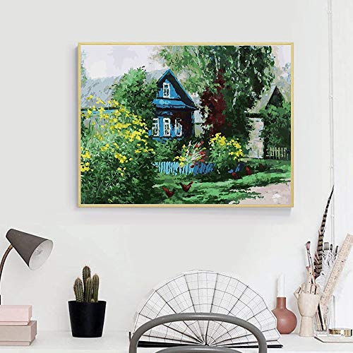 Casa para colorear por números, regalo pintado a mano, pintura DIY por números, kits de lienzo, paisaje forestal, decoración del hogar, A3 50x70cm
