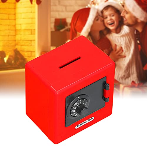 Cerradura electrónica de código de Hucha para niños, Juguete para bebés, Mini cajero automático, Caja Fuerte para Monedas, Caja de Ahorro de Dinero Real con contraseña(Rojo)