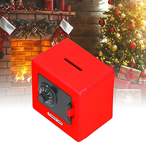 Cerradura electrónica de código de Hucha para niños, Juguete para bebés, Mini cajero automático, Caja Fuerte para Monedas, Caja de Ahorro de Dinero Real con contraseña(Rojo)