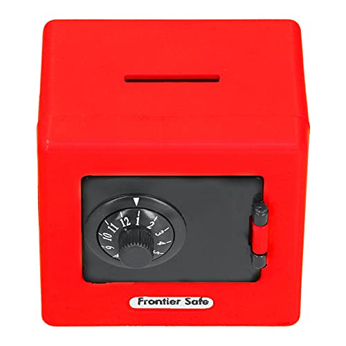 Cerradura electrónica de código de Hucha para niños, Juguete para bebés, Mini cajero automático, Caja Fuerte para Monedas, Caja de Ahorro de Dinero Real con contraseña(Rojo)