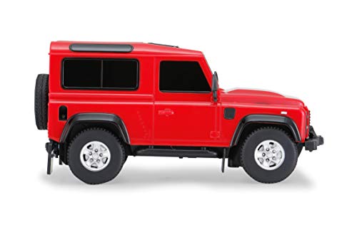 Coche teledirigido Land Rover Defender 1:24, 2,4 GHz, con Licencia Oficial, Aprox. 1 Hora, 9 km/h, Detalles Perfectamente ilustrados, Interior detallado, Acabado