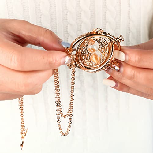Collar con reloj de arena, 2 piezas de collar de Harry Potter, giratiempo 360 grados, colgante con reloj de arena, accesorios para disfraz, fans de cosplay