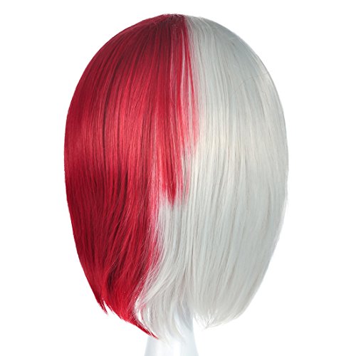 CoolChange Peluca de Cosplay de Shoto Todoroki para los Fans de My Hero Academia | Blanco - Rojo