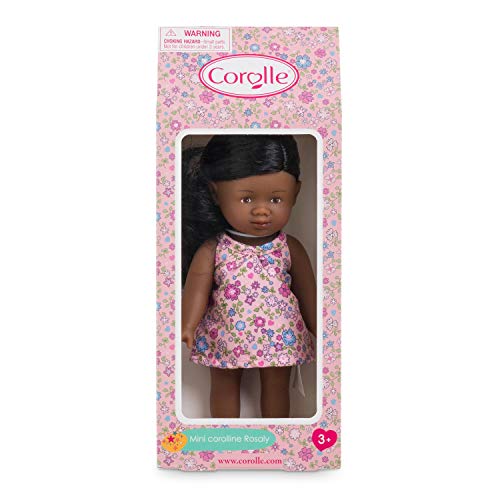 Corolle Les Trendies Mini Corolline Rosaly - Muñeca de Vinilo (Pelo Largo y Vestido de Flores, en Caja de Regalo, Aroma de Vainilla, 20 cm)