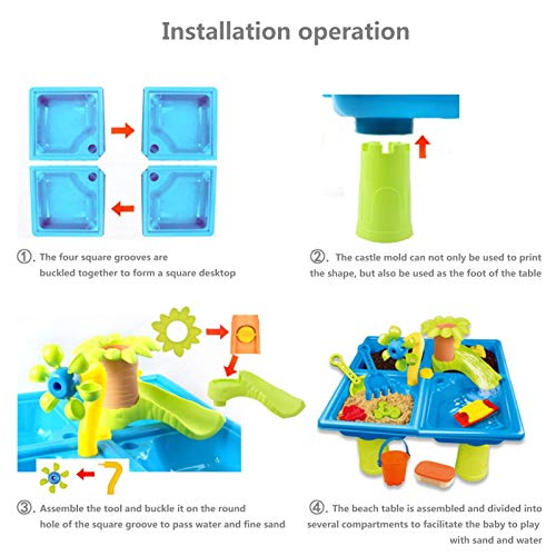 Cuadro 2 en 1 para niños con arena y agua, para actividades al aire libre, mesa de lectura de arena de playa de verano, juguetes de arena, juguetes de arena sensorial