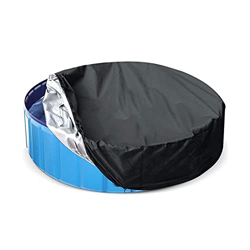 cubierta piscina perros redonda, cobertor solar para piscinas redondas, Plegable cubierta solar piscina redonda, cuerda elástica funda para piscina redonda (82x30 / 122x30 / 162 / 30cm, negro)