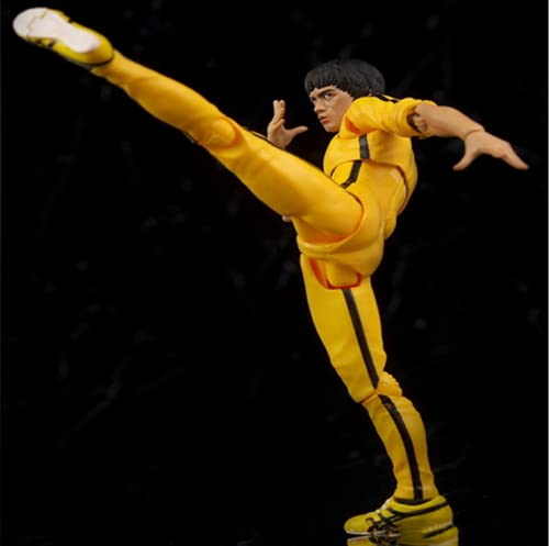 Desmontable Aldult 15CM Bruce Lee Raptors Cross The River Versión Amarilla Articulaciones móviles Mano Hacer PVC Anime Juego de Dibujos Animados Personaje Modelo Estatua Figura Juguete Coleccionables