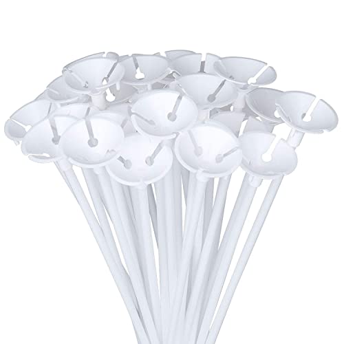 Diealles 100 Piezas Globos Palos Soportes para la Boda, Fiesta y Decoraciones,40CM - Blanco