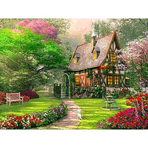 DIY pintura por números paisaje casa pintura al óleo para adultos sobre lienzo dibujo para colorear por número decoración del hogar A9 60x75cm