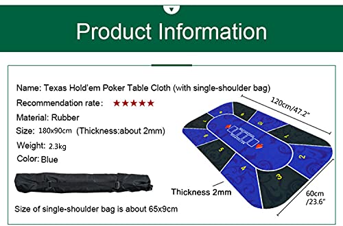 E-Qianw Poker Mat, 8 Jugadores Portátil De Goma Poker Tabla De Diseño, con Bolsa De Transporte, para Juegos De Póker, Blackjack, Casino, 120 X 60 cm