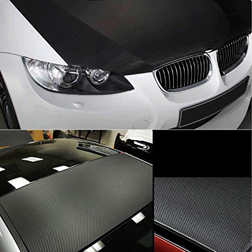 EQLEF® Wrap DIY 3D de Fibra de Carbono de Vinilo Pegatinas para el Coche Auto vehículo Ordenador Keybard ratón Motor Decorativo - Color Negro 30 * 127cm