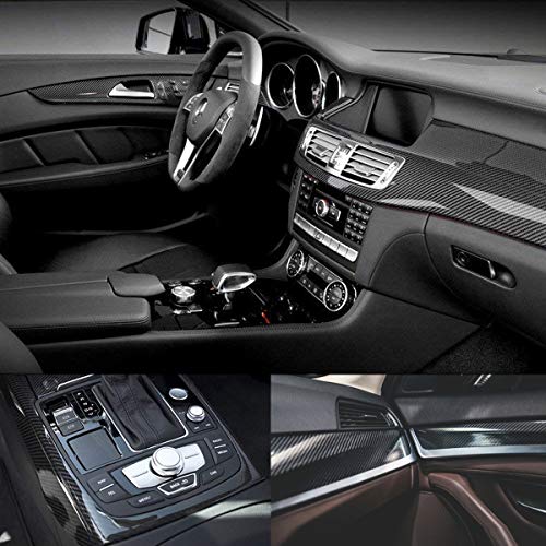 EQLEF® Wrap DIY 3D de Fibra de Carbono de Vinilo Pegatinas para el Coche Auto vehículo Ordenador Keybard ratón Motor Decorativo - Color Negro 30 * 127cm