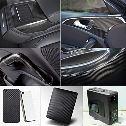 EQLEF® Wrap DIY 3D de Fibra de Carbono de Vinilo Pegatinas para el Coche Auto vehículo Ordenador Keybard ratón Motor Decorativo - Color Negro 30 * 127cm