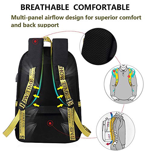 Escuela Mochila Talega de libros Colegio Ordenador portátil USB Mochila Casual Viajes Daypack para Adolescente Chicas y Mujeres (Style 1-Yellow)