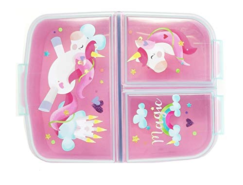 Fiambrera para niños / Fiambrera / Fiambrera a elegir: Frozen PJ Masks Spiderman Avengers - Mickey - Paw de plástico libre de BPA - Gran regalo para niños (unicornio A1)