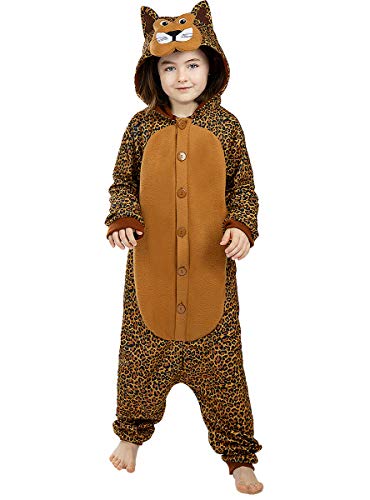Funidelia | Disfraz de Leopardo Onesie para niño y niña Talla 5-6 años ▶ Animales, Desierto, Selva - Color: Marrón - Divertidos Disfraces y complementos