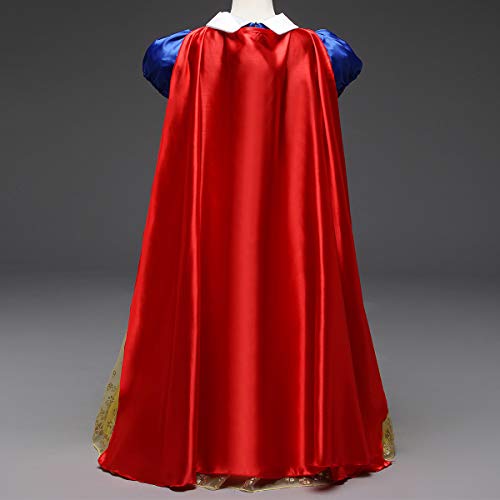 FYMNSI Disfraz de Blancanieves para Niña, Chica Vestido Largo Maxi con Capa Carnaval Halloween Navidad Cumpleaños Vestido de Fiesta Princesa Cuento de Hadas Traje de Cosplay Pageant Comunión 6-7 Años