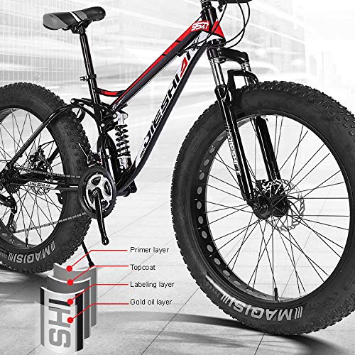 GAYBJ Nieve Bicicletas Doble Freno de Disco de Rueda Ancha de Bicicletas de montaña 26/24 Pulgadas Adulto Fat Tire Crucero de la Playa Fat Tire Bike Nieve de Bicicletas de montaña,B,24 inchi 7 Speed