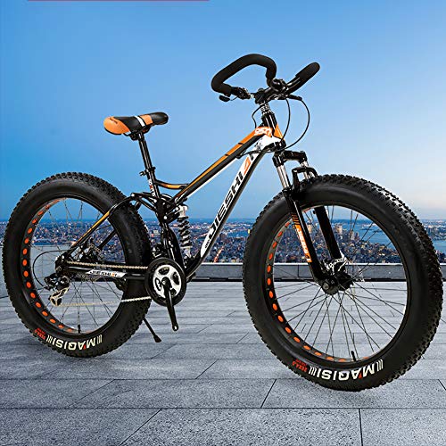 GAYBJ Nieve Bicicletas Doble Freno de Disco de Rueda Ancha de Bicicletas de montaña 26/24 Pulgadas Adulto Fat Tire Crucero de la Playa Fat Tire Bike Nieve de Bicicletas de montaña,B,24 inchi 7 Speed