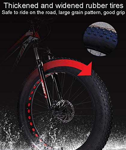 GAYBJ Nieve Bicicletas Doble Freno de Disco de Rueda Ancha de Bicicletas de montaña 26/24 Pulgadas Adulto Fat Tire Crucero de la Playa Fat Tire Bike Nieve de Bicicletas de montaña,B,24 inchi 7 Speed