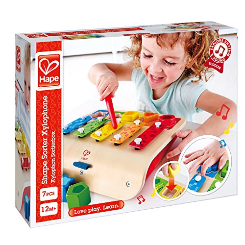 Hape International- Shape Sorter Xylophone Xilófono Clasificador Formas, Multicolor (HAP-E0334)