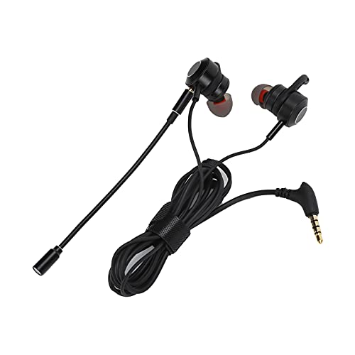 Heayzoki Auriculares con Cable, Auriculares para Juegos, Auriculares con Graves, Auriculares con Cable con Interfaz de micrófono Dual de 3,5 mm, con Interfaz de 3,5 mm.(Negro)