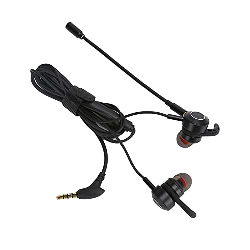 Heayzoki Auriculares con Cable, Auriculares para Juegos, Auriculares con Graves, Auriculares con Cable con Interfaz de micrófono Dual de 3,5 mm, con Interfaz de 3,5 mm.(Negro)
