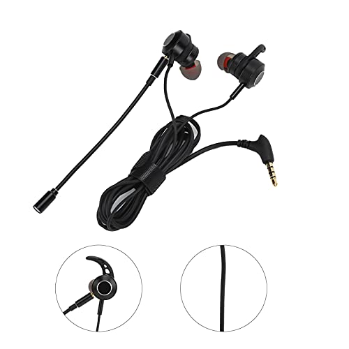 Heayzoki Auriculares con Cable, Auriculares para Juegos, Auriculares con Graves, Auriculares con Cable con Interfaz de micrófono Dual de 3,5 mm, con Interfaz de 3,5 mm.(Negro)