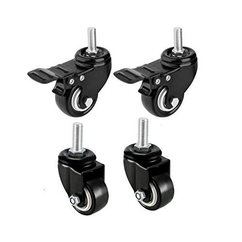 HHOSBFSS 4pcs 1.5"/ 2" Ruedas De Ruedas Giratorias, Tallo Roscado con Trolley De Freno Muebles De Muebles, Vástago Roscado M8 / M10 Y Nueces (Color : 2inch M10 Type 1)