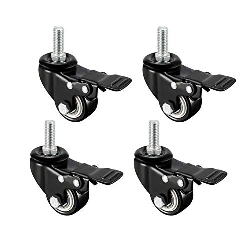 HHOSBFSS 4pcs 1.5"/ 2" Ruedas De Ruedas Giratorias, Tallo Roscado con Trolley De Freno Muebles De Muebles, Vástago Roscado M8 / M10 Y Nueces (Color : 2inch M10 Type 1)