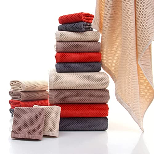 Honeycomb Bath Towel Pure Cotton Thick Solid Color Bathroom Hotel Towel Super Absorbent Soft Towel (Color : D Size : 70x140cm) (A 70x140cm)