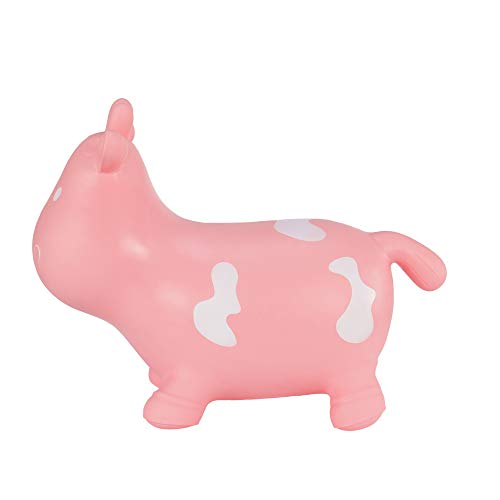 Hoppimals Tootiny, Juguete Hinchable para Saltar y Jugar para Niños Mayores de 1 año, Vaca Rosada, Bomba Incluida en Nuestra Caja Regalo. Juguete Duradero Incentivar y Ayudar a Andar.