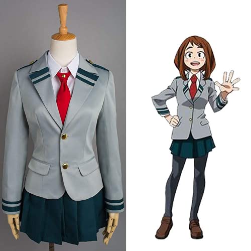 I3C Tsuyu Asui My Hero Academia - Uniforme escolar, cosplay, disfraz para mujer y niña, gris, ancho de hombros 42 cm, XL