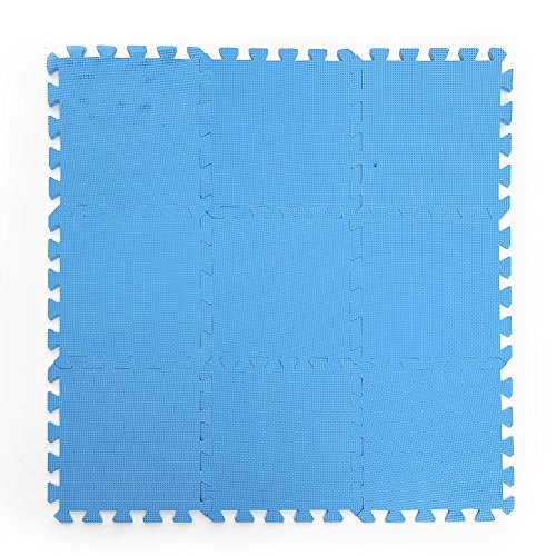 Kicode 9 PCS Puzzle Colchoneta de ejercicio de juegos para niños Con la alta calidad de la espuma de EVA que entrelaza Azulejos (Azul)