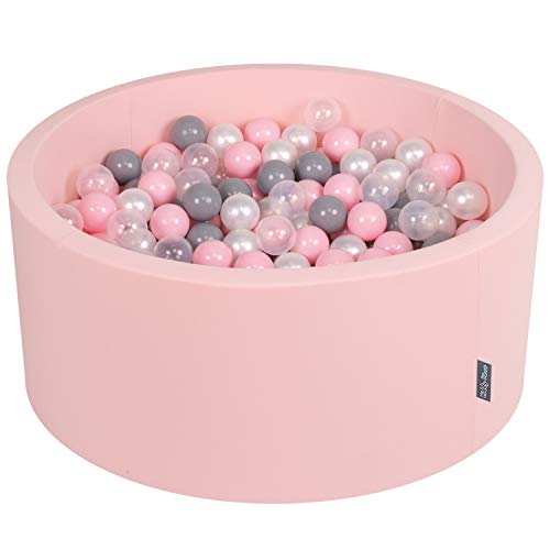 KiddyMoon 90X40cm/300 Bolas ∅ 7Cm Piscina De Bolas para Ninos Hecha En La UE, Rosa:Perla/Gris/Transparente/Rosaclr