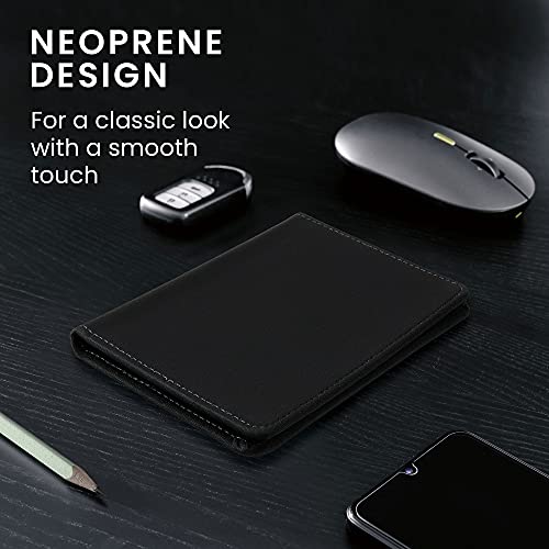 kwmobile Funda para carné de conducir - Estuche de neopreno para permiso de circulación con espacio para tarjetas - negro