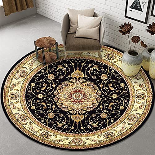 KWOPA Alfombra Estilo Europeo Persa Redondo Alfombras Bohemia Retro 120x120cm Sala de Estar Alfombras Dormitorio Silla giratoria Cesta Alfombra Salón (Color : F, Size : 60x60cm)