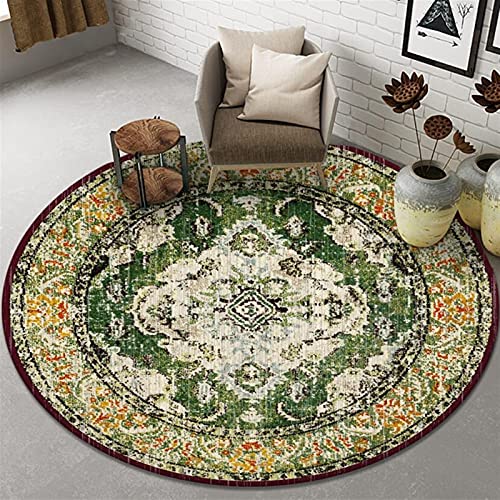 KWOPA Alfombra Estilo Europeo Persa Redondo Alfombras Bohemia Retro 120x120cm Sala de Estar Alfombras Dormitorio Silla giratoria Cesta Alfombra Salón (Color : F, Size : 60x60cm)