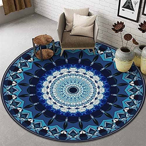 KWOPA Alfombra Estilo Europeo Persa Redondo Alfombras Bohemia Retro 120x120cm Sala de Estar Alfombras Dormitorio Silla giratoria Cesta Alfombra Salón (Color : F, Size : 60x60cm)