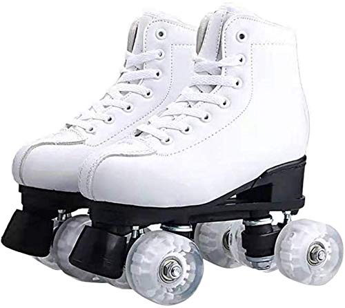 Lloow Patines Doble Fila Skates Ajustable de Alta Top Roller Skates Patines de Ruedas de Interior al Aire Libre para Adultos,Flash Wheel,34