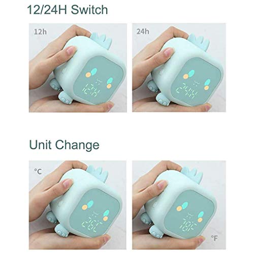 MagiDeal Reloj Despertador para Niños, Reloj Electrónico Creativo para Niños, Pequeño Reloj Despertador de Dinosaurio Dibujos Animados, Luz de Noche- Verde