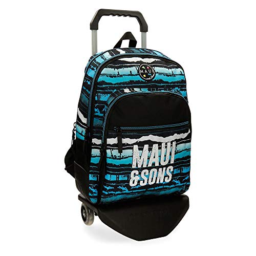 Maui and Sons Waves Mochila Doble Compartimento con Carro Multicolor 33x44x13,5 cms Poliéster 26.14L