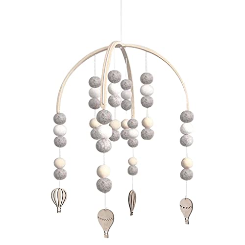 MERIGLARE Cuna de bebé móvil de Madera Estilo nórdico Minimalista con Bolas de Lana Campana de Viento interactiva para niños Accesorios de fotografía Infantil - Ballon