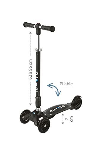 Micro® Kickboard, Diseño Original, Patinete 3 Ruedas Adultos, Sistema de Giro por inclinación, Incluye Manillar en T y Manillar en Stick (Estilo Surf) (Compact Negro)