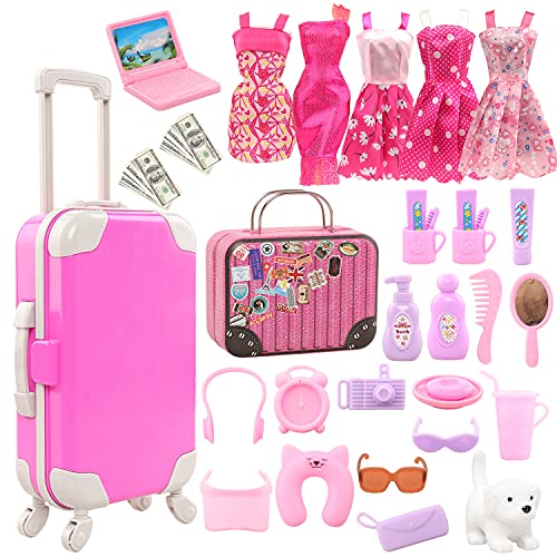 Miunana 31 Accesorios para 28-30 cm De 11,5 Pulgadas: 5 Ropa + Maleta + 25 Otros Accesorios (No Incluye Muñeca)