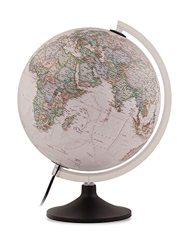 National Geographic - Globo terráqueo de plástico, iluminado, en italiano, 30 cm, color sepia (Mapiberia Carbon Executive)